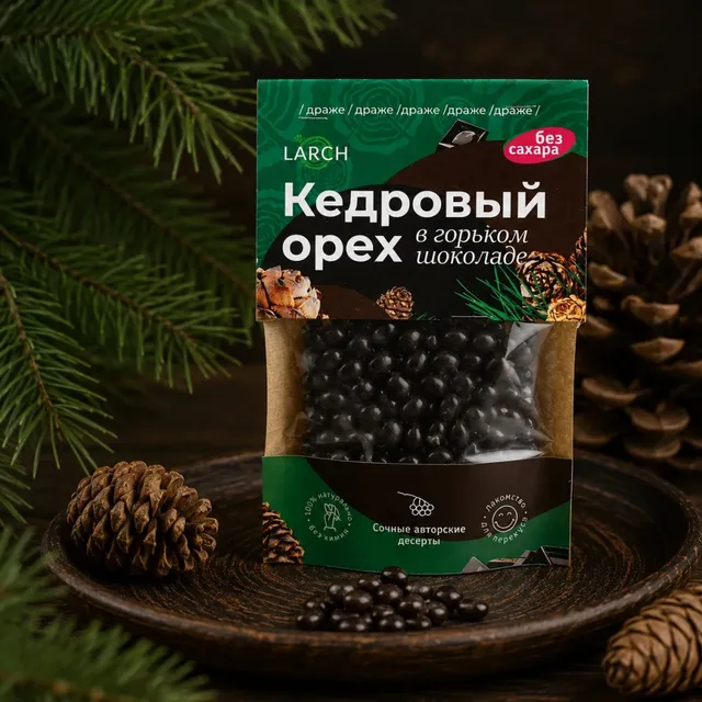 Ядро кедрового ореха в Горьком шоколаде БЕЗ САХАРА · 50 г
