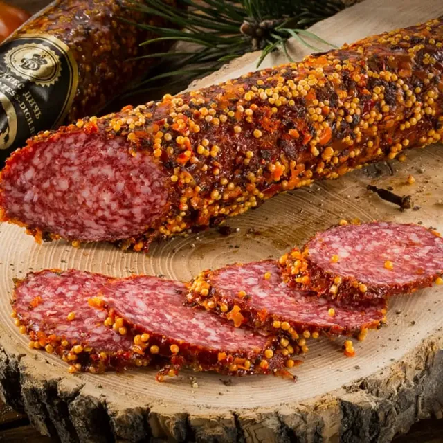 Колбаса из мяса Кабана сырокопчёная с горчицей · 250 г
