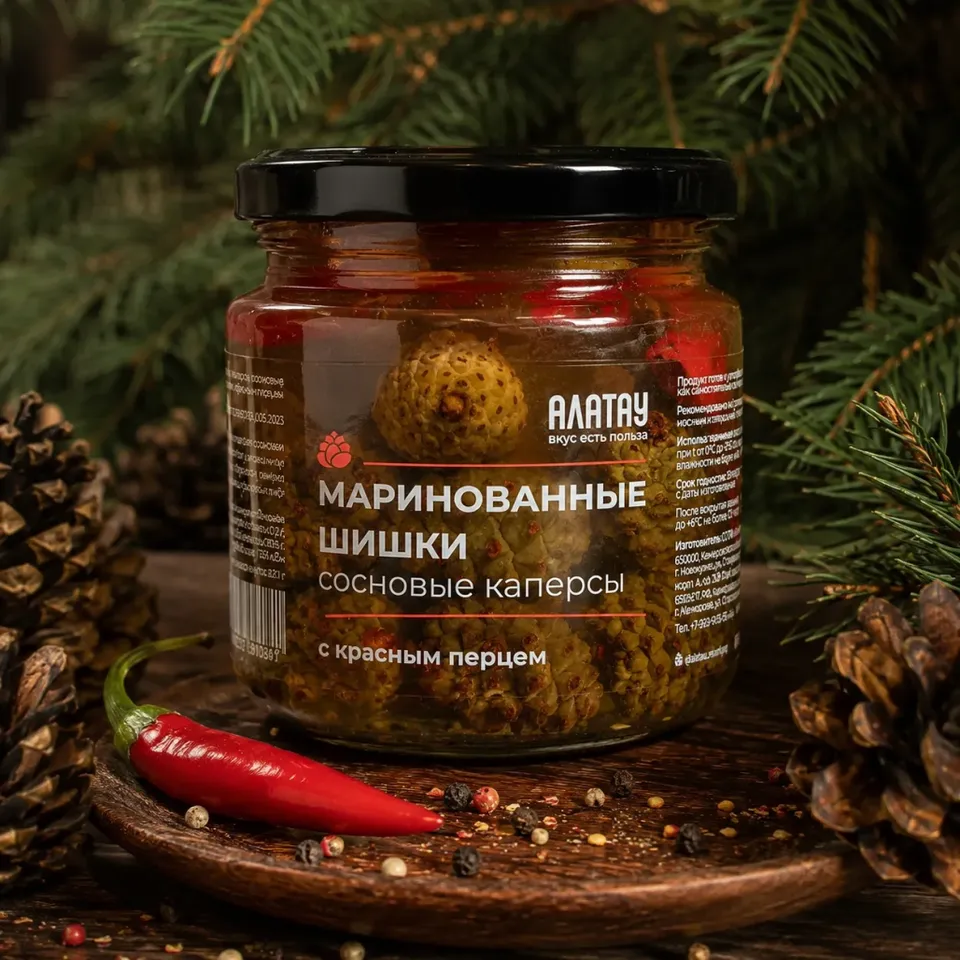 Каперсы из сосновых шишек маринованные с красным перцем
